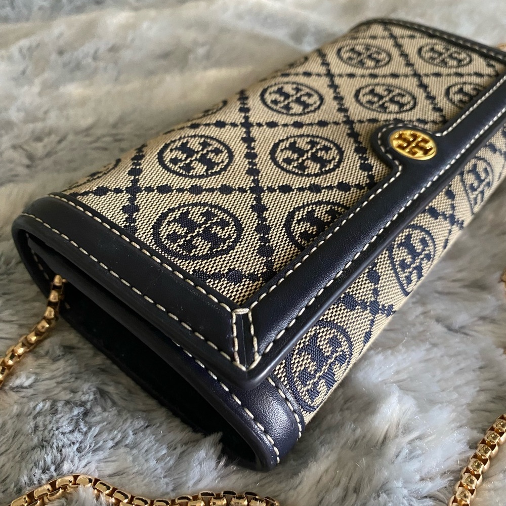 SALE! Tory Burch Wallet on Chain Clutch T-Monogram Jacquard